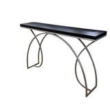 WITH METAL BASE/WOOD TOP CONSOLE/SOFA TABLE SILVER/BLACK/BROWN 34H X 55W X 12D