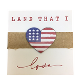 "LAND THAT I LOVE" WALL DECOR RED/BLUE/WHITE/TAN 8 X 8