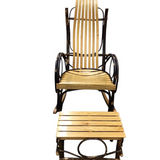 DAVIS & WENTZ FURNITURE AMISH HICKORY ROCKER/OTTOMAN CHAIR & OTTOMAN NAT.WOOD/BROWN 43H X 23W X 30D