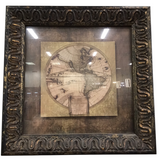 FRAMED SMALL GLOBAL MAP#2 ART 15 X 15