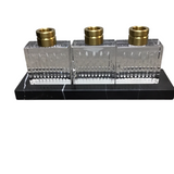 LISMORE WATERFORD SET OF 3 DIAMOND CANDLE STICKS WITH TRAY CRYSTAL
