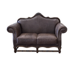 SPANISH COLONIAL STYLE/ALLIGATOR PRINT/STUDS LOVESEAT BROWN/TAN 43H X 66W X 36D