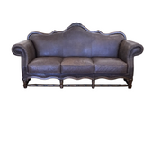 SPANISH COLONIAL STYLE/ALLIGATOR PRINT/STUDS SOFA BROWN/TAN 43H X 88W X 36D