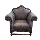 SPANISH COLONIAL STYLE/ALLIGATOR PRINT/STUDS CHAIR BROWN/TAN 41H X 44W X 36D
