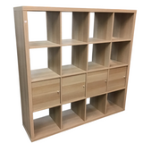 SHELVING UNIT WITH 4 DOORS CABINET/CHEST BLONDE 58H X 58W X 16D