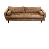 LEATHER POLY + BARK NAPA SOFA COGNAC TAN 32H X 88W X 38D