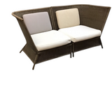 POTTERY BARN 2 PC. WICKER LOVESEAT/2 PILLOWS (RET. $1200.00) OUTDOOR/PATIO 36H X 38W X 38D