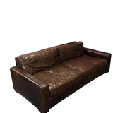 RESTORATION HARDWARE DISTRESSED LEATHER "MAXWELL" (RET. $4895.00) SOFA BROWN 32H X 94W X 44D