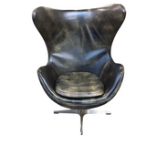 RESTORATION HARDWARE EGG LEATHER CHAIR (RET.$1750.00) CHAIR BROWN 46H X 30W X 28D