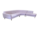 3 PC.MIDCENTURY MODERN DESIGN SECTIONAL SOFA LIGHT PINK 29H X 170 DIAG. X 36D