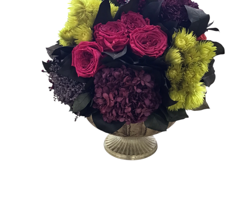 FLORAL ARRANGMENT IN PEDESTAL VASE HOME DECOR MULTICOLOR 15H