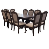 WITH 10 CHAIRS DINING ROOM SET BROWN/CREAM 30HX72WX44D