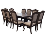 WITH 10 CHAIRS DINING ROOM SET BROWN/CREAM 30HX72WX44D
