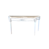 MAITLAND SMITH 4 LEGS WITH WOOD AND TESSELLATED STONE CONSOLE/SOFA TABLE WHITE/GOLD/TAUPE 17H X 44 X 44