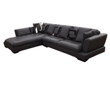 2 PIECES LEATHER "KHAMILA" SECTIONAL WITH 10 PILLOWS (AS IS) SOFA GRAY 32H X 136/86W X 38D