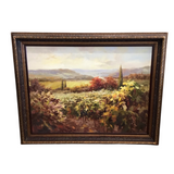 TUSCAN LANDSCAPE WITH ORNATE FRAME ART