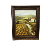TUSCANY VINEYARD VALLEY WITH ORNATE FRAME ART BRONZE 60.5H X 49W X 3D