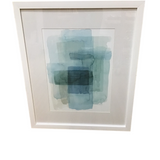 FRAMED ABSTRACT ART WHITE/BLUE/ 30 X 36