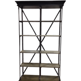 WITH 4 SHELVES BOOKCASE NAT.WOOD/BLACK/GRAY 87H X 50W X 18D