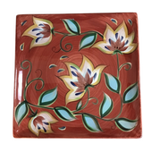 SQUARE FLORAL PLATE HOME DECOR