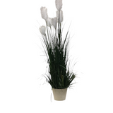 GREEN GRASS BUNDLE WITH METAL PLANTER FLORAL/GREENERY CREAM/GREEN 72"H