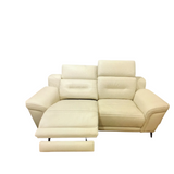 LEATHER WITH DUAL POWER RECLINERS LOVESEAT OFF WHITE 32H X 66W X 40D
