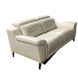 LEATHER WITH DUAL POWER RECLINERS LOVESEAT OFF WHITE 32H X 66W X 40D