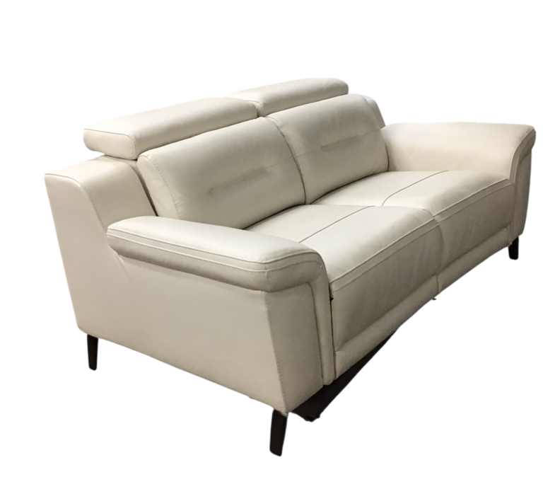 LEATHER WITH DUAL POWER RECLINERS LOVESEAT OFF WHITE 32H X 66W X 40D
