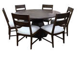 ROUND TABLE WITH 6 LADDERBACK CHAIRS DINING ROOM SET 60"