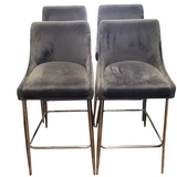 SET OF 4 MICROFIBER BARSTOOL GRAY/SILVER
