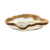 ALABASTER BOWL CENTERPIECE HOME DECOR BEIGE/TAN 5H X 18W X 11D