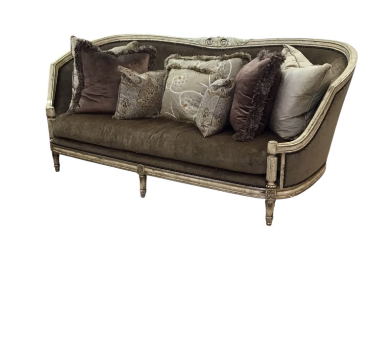 MARGE CARSON CURVED WITH 8 PILLOWS SOFA BROWN/GOLD 44H X 100W X 45D