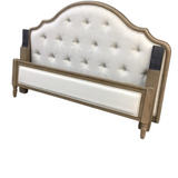 WOOD/UPHOLSTERED TUFTED WITH BUTTONS BED NAT.WOOD/OATMEAL QUEEN SIZE