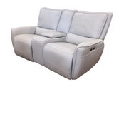 LEATHER POWER WITH 2 RECLINERS LOVESEAT LIGHT GRAY 40H X 74W X 40D