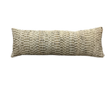 LUMBAR WITH WOVEN STRIPS OF LEATHER PILLOW TAN/OFF WHITE 14 X 41