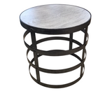 SMALL ROUND SIDE TABLE ACCENT TABLE GRAY 16H X 16 DIAM..