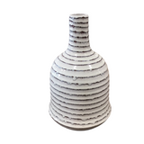 MEDIUM RIBBED VASE HOME DECOR WHITE/BROWN 12H