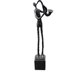 SAX PLAYER SCULPTURE HOME DECOR GRAY/SILVER 17"