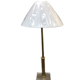 SPINE ON CRYSTAL GLASS BASE WITH SHADE LAMP/LIGHTING GOLD/WHITE 35"
