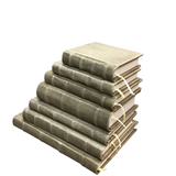 SET OF 7 ANTIQUED COTTON CANVAS JOURNALS HOME DECOR TAUPE