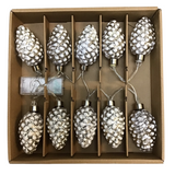 MERCURY GLASS LED PINECONE GARLAND WITH TIMER HOLIDAY DECOR WHITE 43"