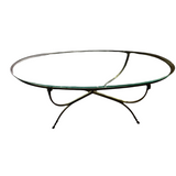 OVAL BRASS BASE WITH GLASS TOP COFFEE TABLE 16H X 50W X 24D
