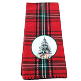 CHRISTMAS MAGIC EMBELLISHED DISHTOWEL "CHRISTMAS TREE" HOLIDAY DECOR RED/GREEN/WHITE