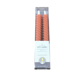SET OF 2 SPIRAL LED TAPER CANDLES HOME DECOR RUST 9.75