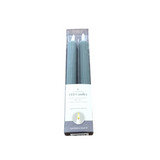 SET OF 2 THIN LINE LED TAPER CANDLES HOME DECOR DARK GREEN 9.75