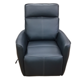 LEATHER MANUAL SWIVEL GLIDER RECLINER BLUE