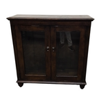 GERMAN CURIO CABINET WITH 2 WOOD SHELVES BOOKCASE BROWN 42H X 42.5W X 14.5D