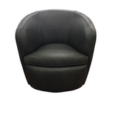 LEATHER SWIVEL CLUB ACCENT CHAIR LYRIC SAGE