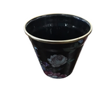 MCKENZIE CHILDS "BLACK FLOWER MARKET" FLOWER POT DINNERWARE BLACK/MULTICOLOR 4"H