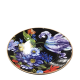 MCKENZIE CHILDS "BLACK FLOWER MARKET" DINNER PLATE DINNERWARE BLACK/MULTICOLOR 10.5 DIAM..